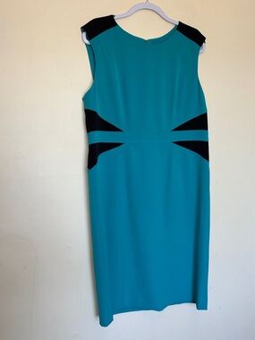 Kasper Sleeveless Sheath Midi Lined Dress 16P Office Business Casual Colorblock